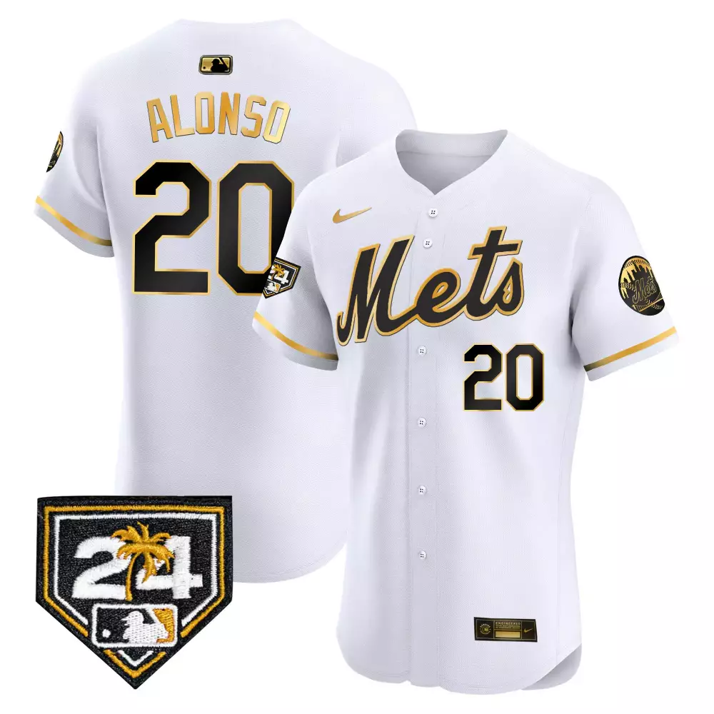 pete alonso white gold mens new york mets 2024 spring training vapor premier elite jersey v2 all stitched