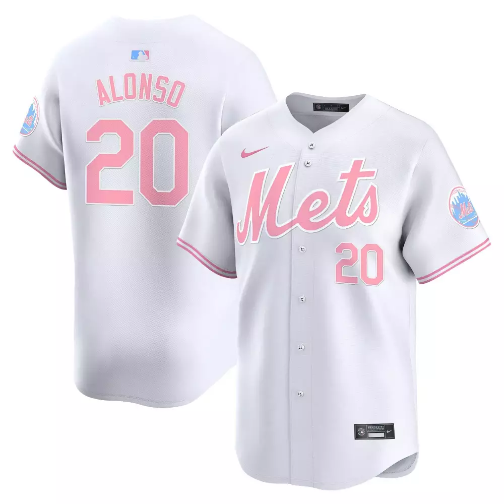 pete alonso white unisex new york mets bubblegum pink vapor premier limited jersey all stitched