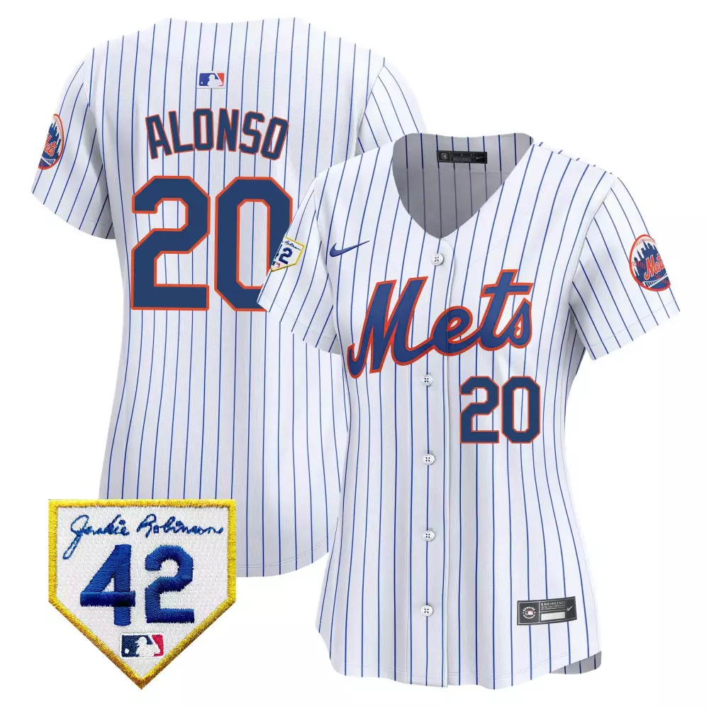 pete alonso white womens new york mets 2024 jackie robinson patch vapor premier limited jersey all stitched