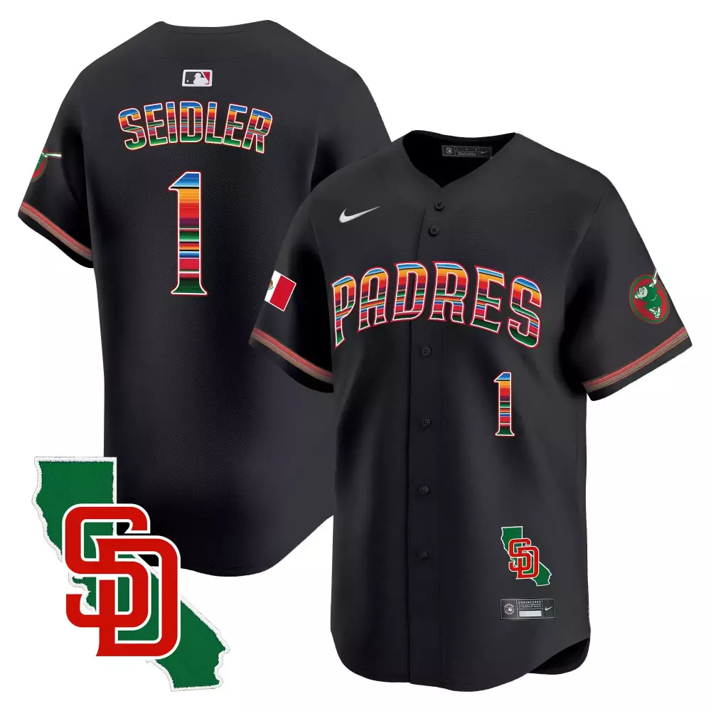 San Diego Padres Mexico California Patch Jersey | Black Stitched Vapor Premier | Limited Edition Fan Gear | For Men, Women & Youth