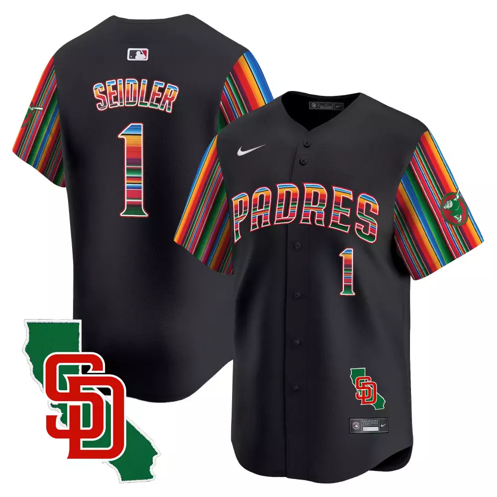 San Diego Padres Mexico California Patch Jersey | Black Stitched Vapor Premier V6 | Limited Edition Fan Gear | For Men, Women & Youth