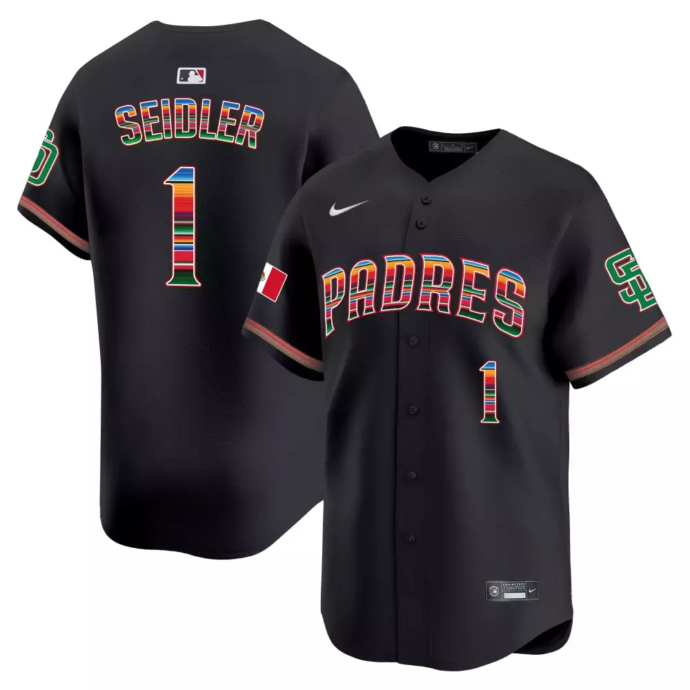 San Diego Padres Mexico Patch Jersey V5 | Black Vapor Premier Limited Edition | Stitched Fan Gear for Men, Women & Youth