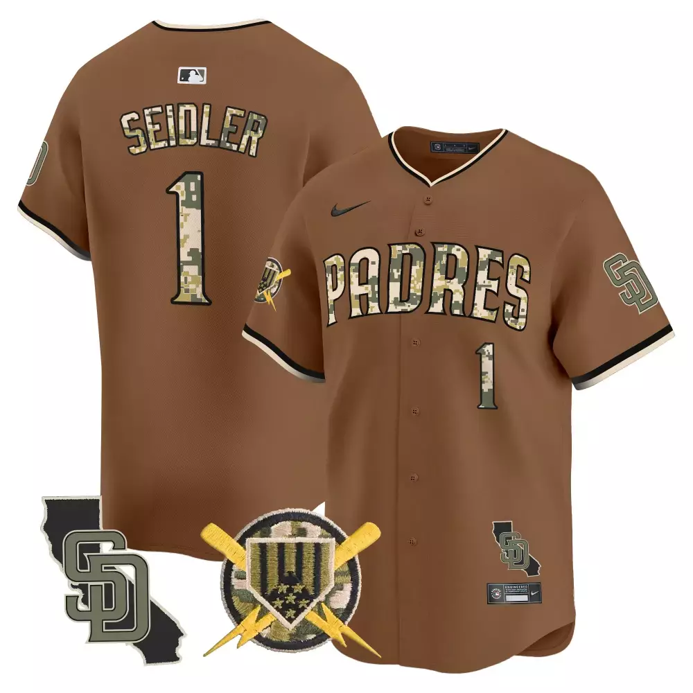 San Diego Padres Armed Forces Day Jersey | Brown Stitched Vapor Premier | Limited Edition Fan Gear | For Men, Women & Youth