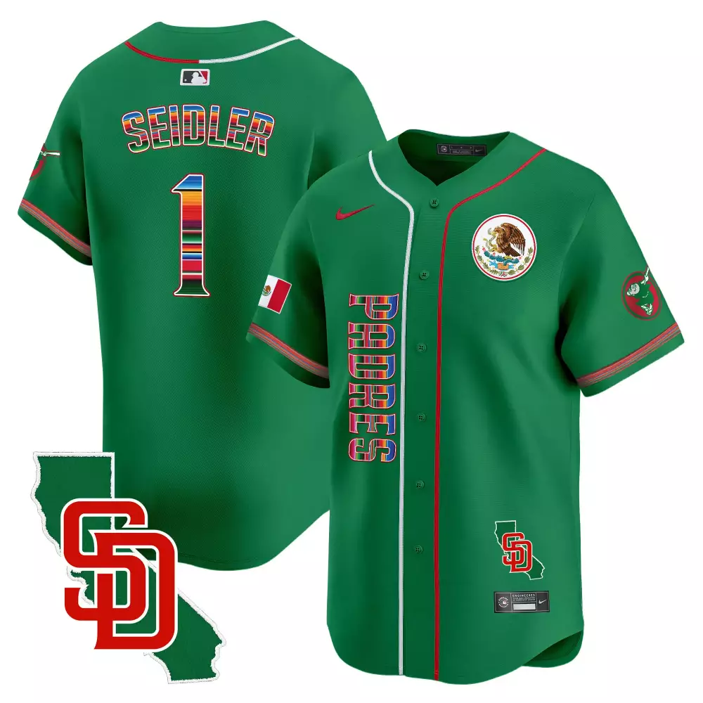 Mexico California Patch Padres Green Jersey | Men's Vapor Premier Limited Edition | Fan Gear for Men, Women & Youth