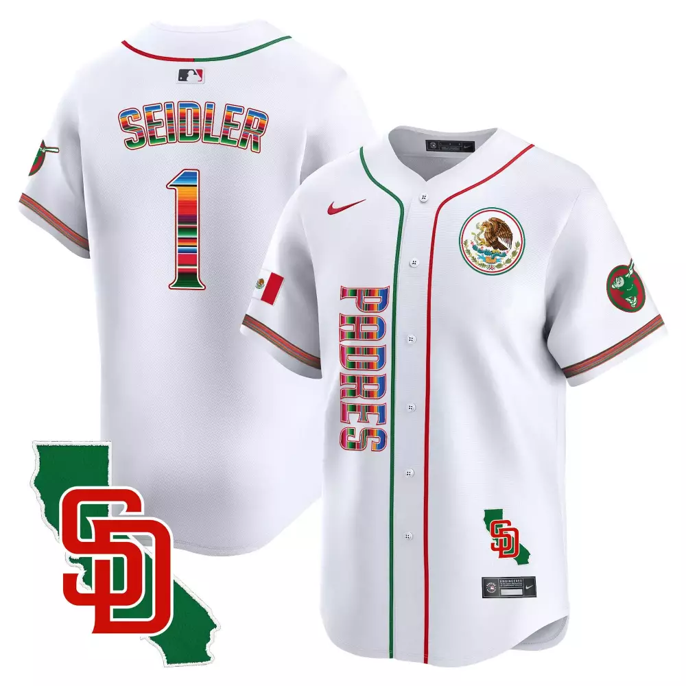 Mexico California Patch San Diego Padres 2024 White Jersey | Vapor Premier Limited Edition | Fan Gear for Men | For Men, Women & Youth