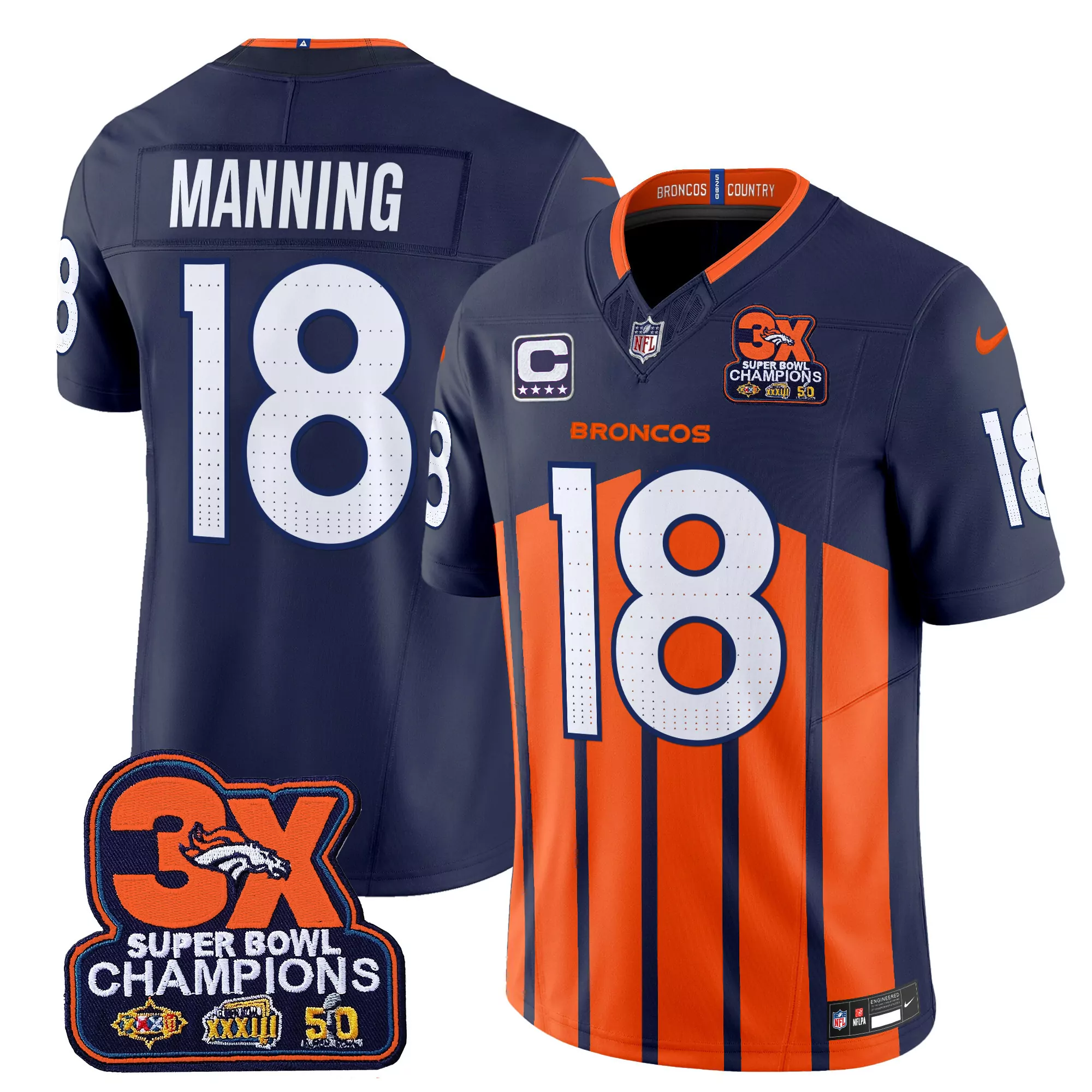 peyton manning navy special mens denver broncos 3time champions patch vapor limited jersey v2 all stitched