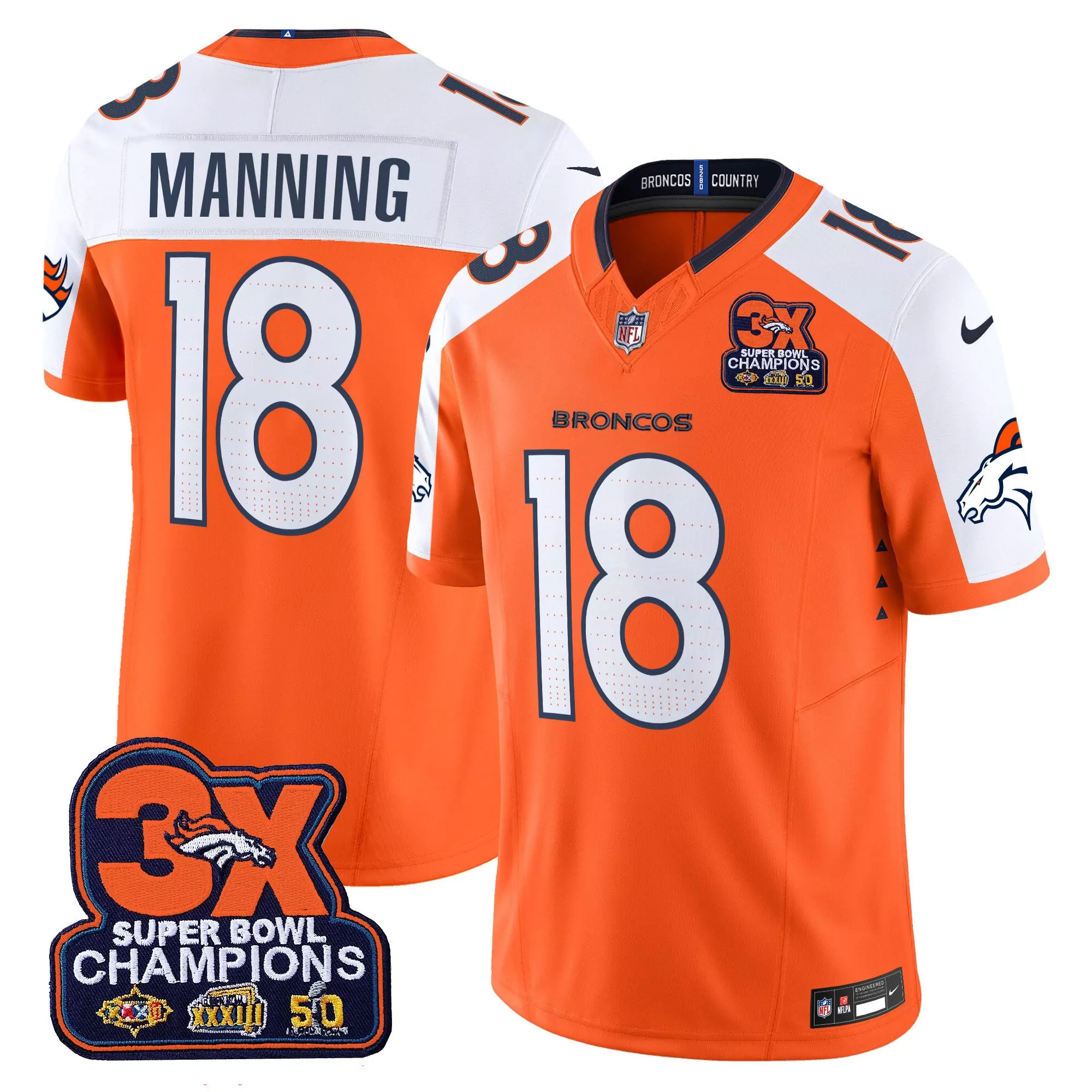 peyton manning orange alternate mens denver broncos 3time champions patch vapor limited jersey all stitched