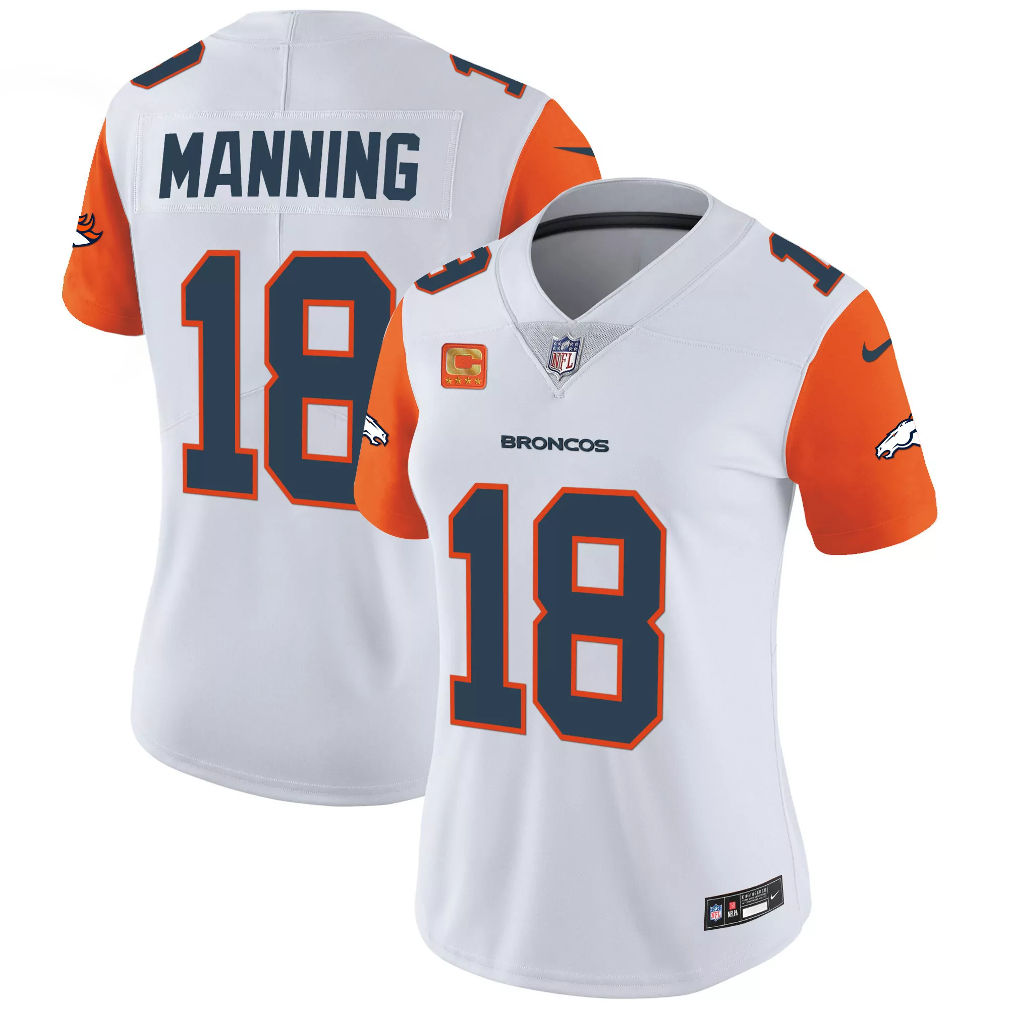 peyton manning orange sleeves womens denver broncos vapor limited jersey all stitched