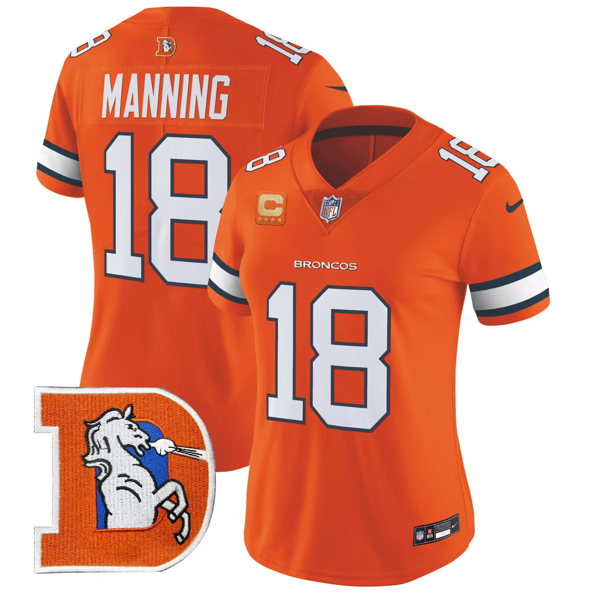 peyton manning orange sleeves womens denver broncos vapor limited jersey all stitched