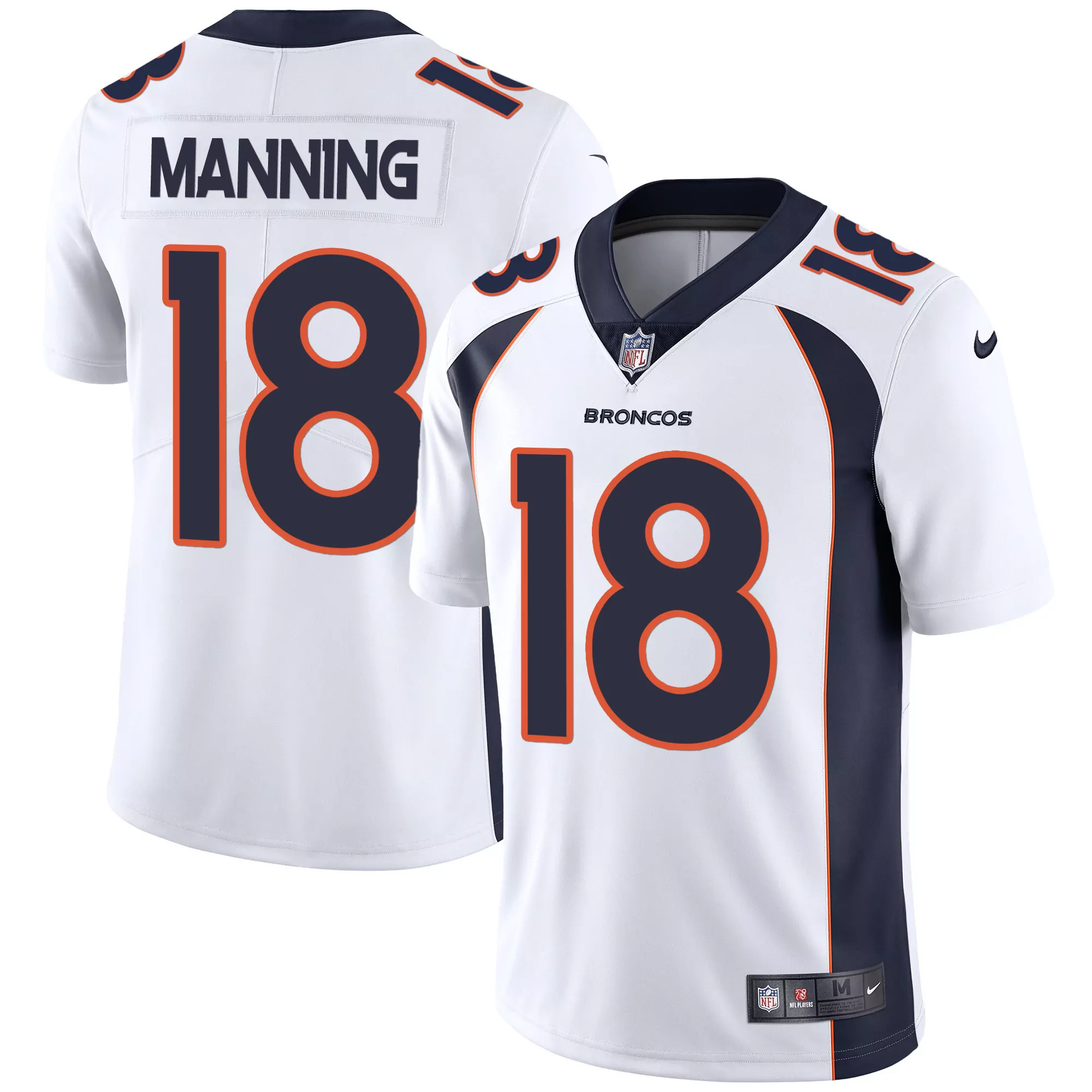 peyton manning white mens denver broncos 3x patch colorado flag vapor limited jersey all stitched