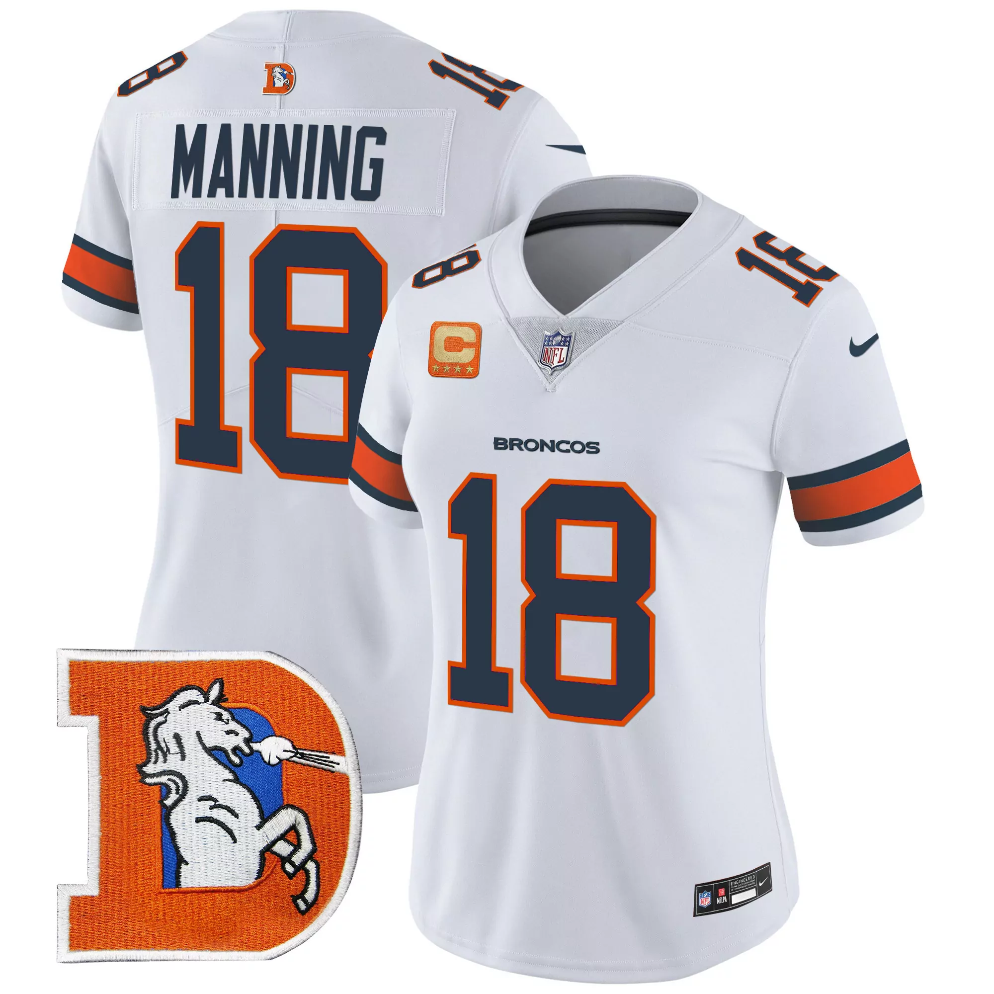 peyton manning white womens denver broncos 3time champions patch vapor limited jersey all stitched