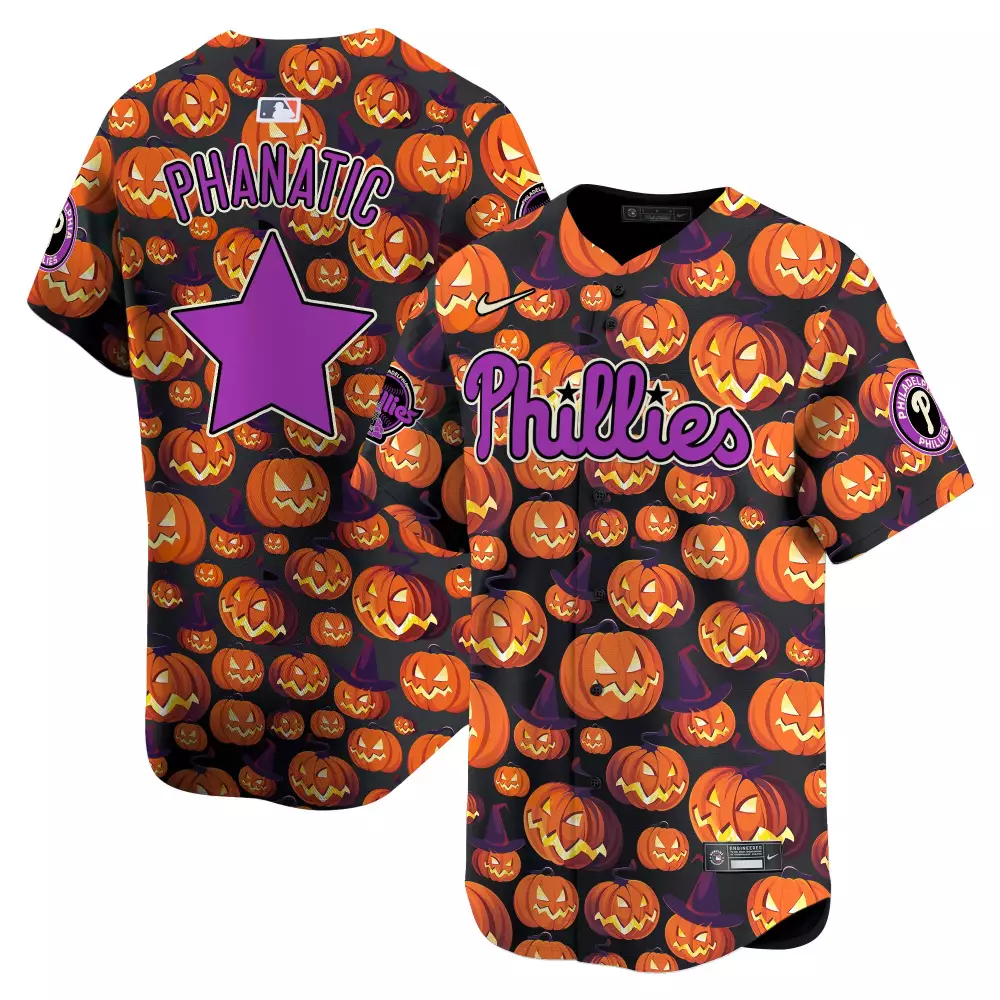 phanatic men philadelphia phillies pumpkin halloween vapor premier limited jersey printed