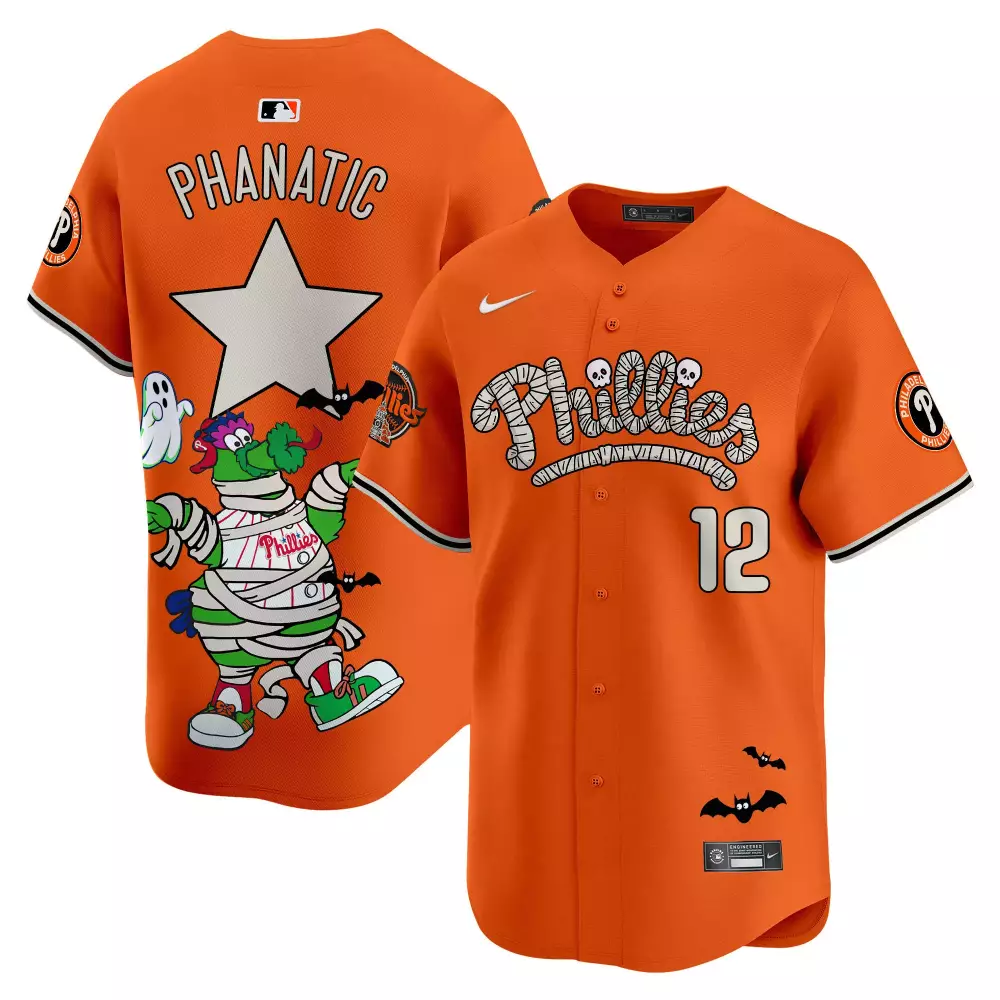 phanatic men philadelphia phillies pumpkin halloween vapor premier limited jersey printed