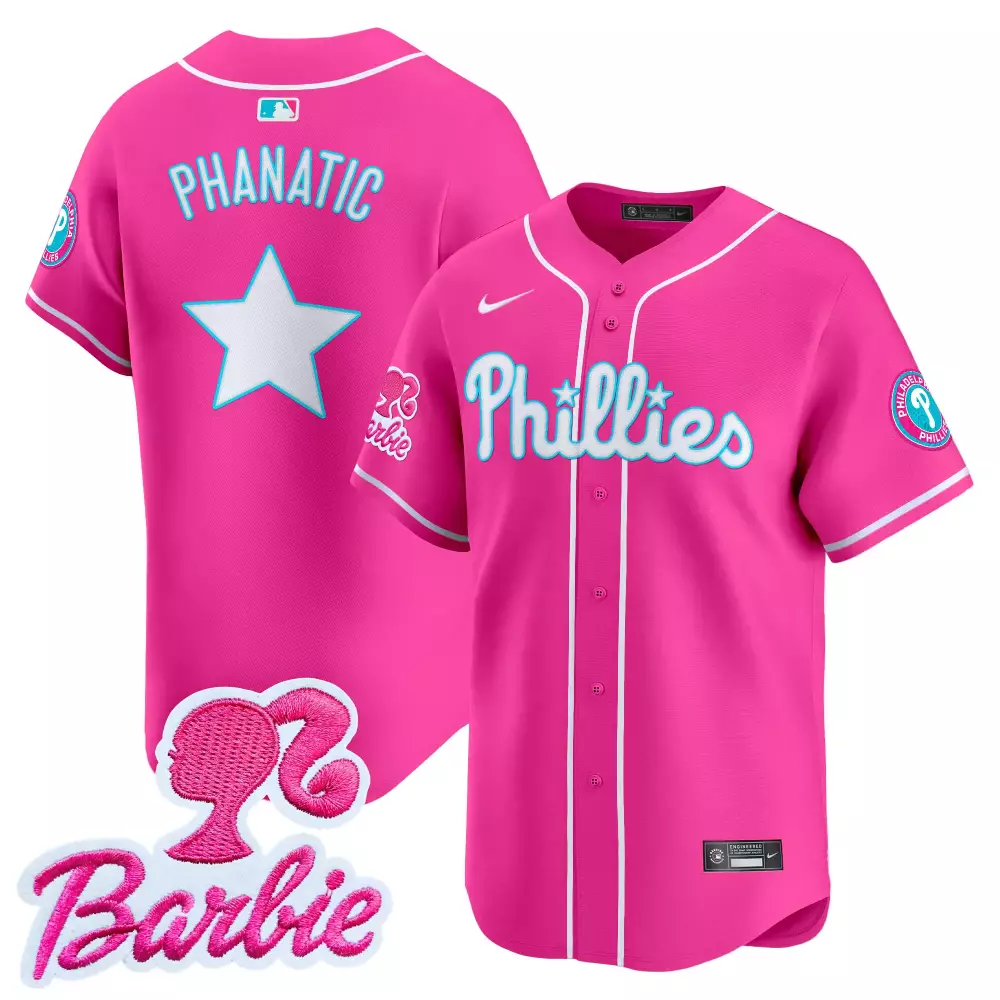 phanatic pink unisex philadelphia phillies barbie patch vapor premier limited jersey all stitched