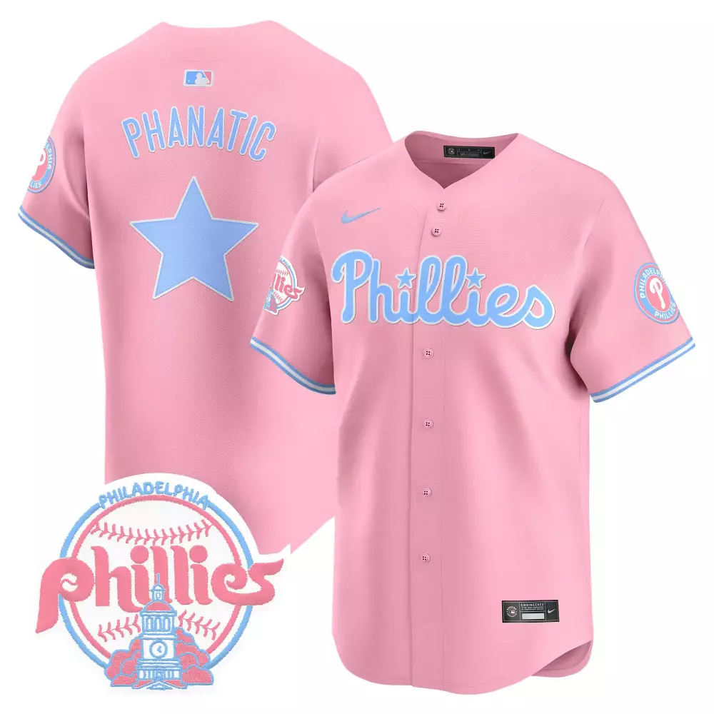 phanatic pink unisex philadelphia phillies barbie patch vapor premier limited jersey all stitched