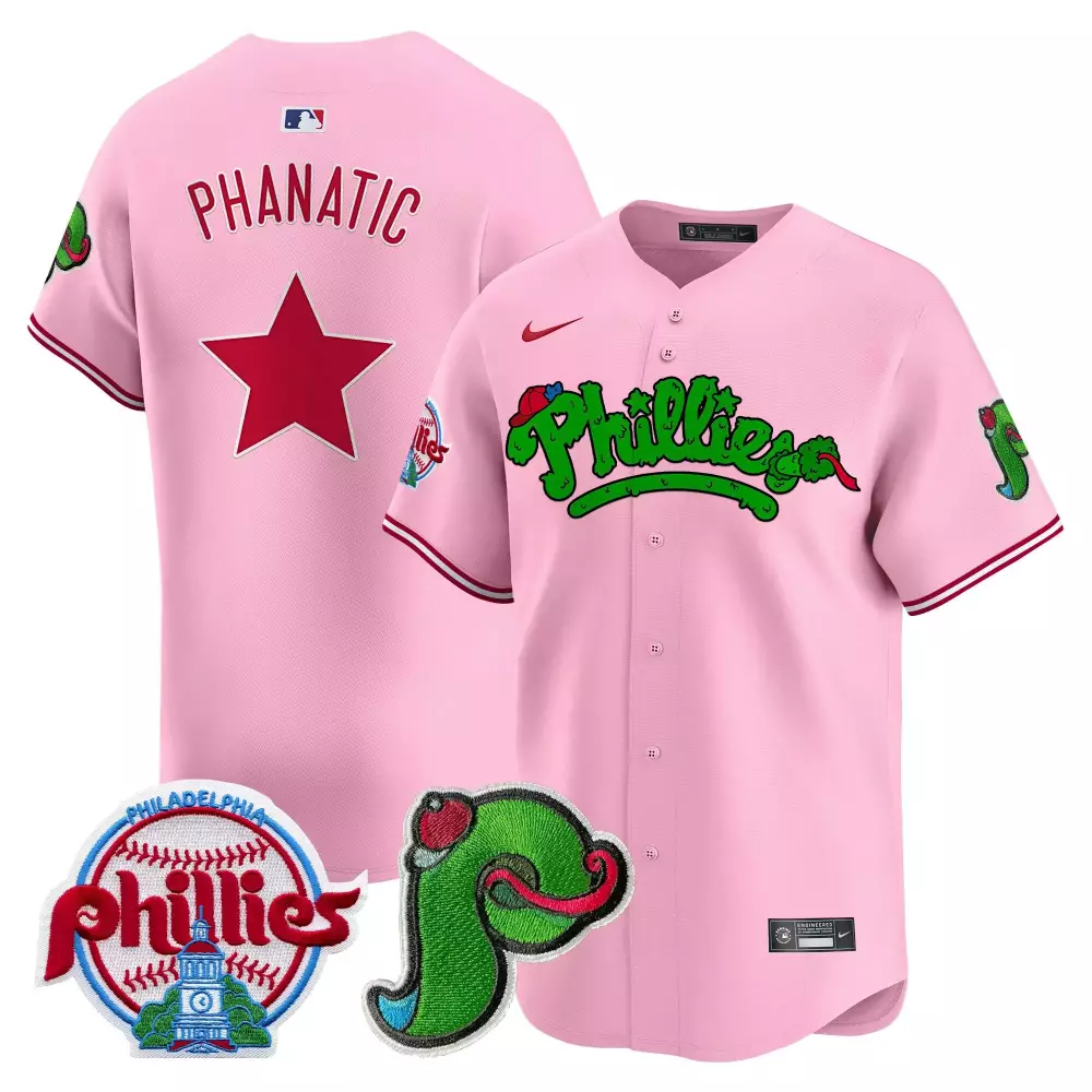 phanatic pink unisex philadelphia phillies barbie patch vapor premier limited jersey all stitched