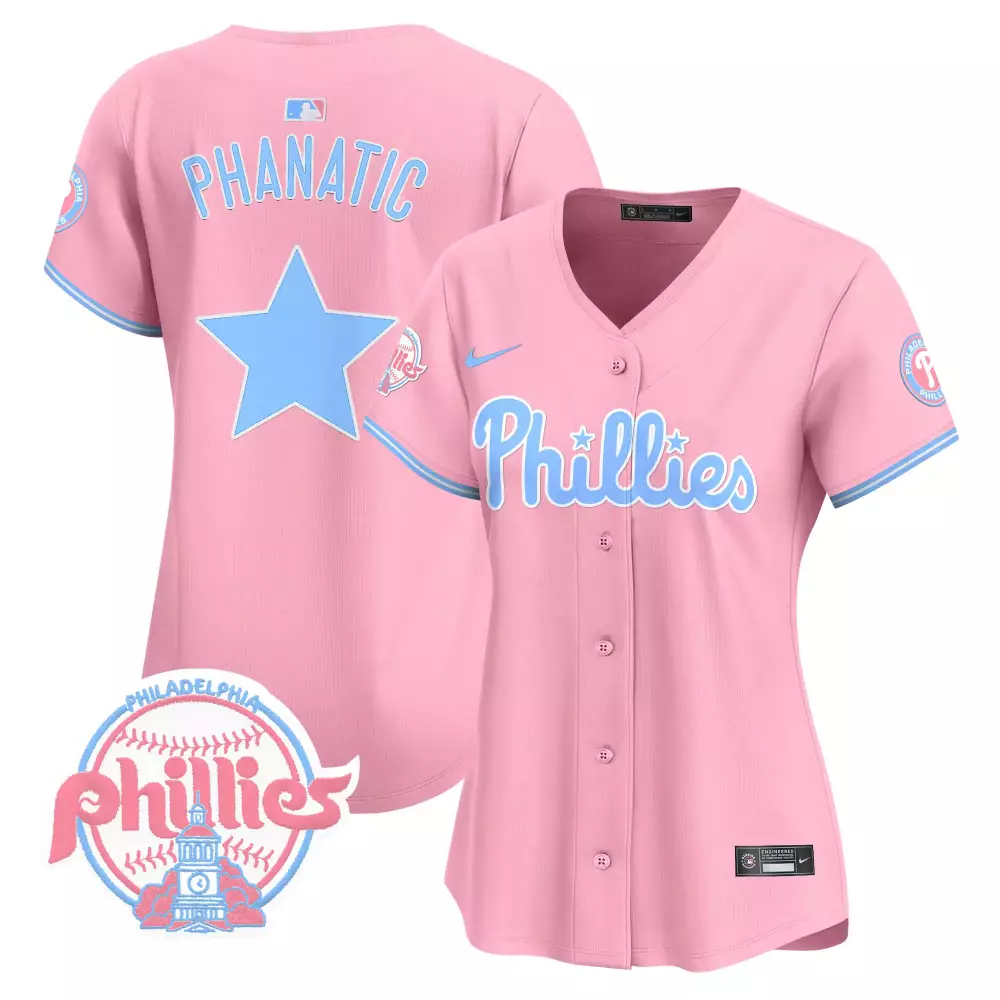 phanatic pink unisex philadelphia phillies barbie patch vapor premier limited jersey all stitched