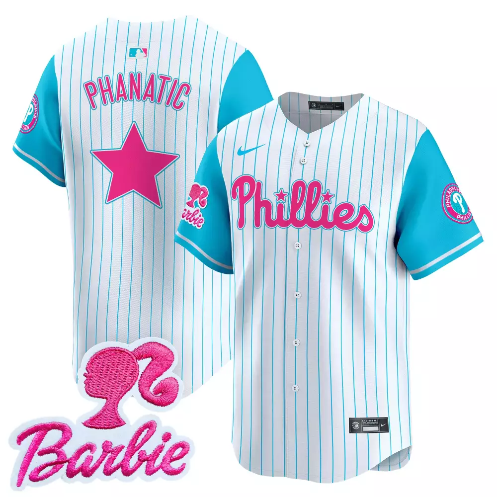 Unisex Phanatic Pinstripe Philadelphia Phillies Barbie Patch Vapor Premier Limited Jersey | All Stitched | Fan Gear for Men, Women & Youth