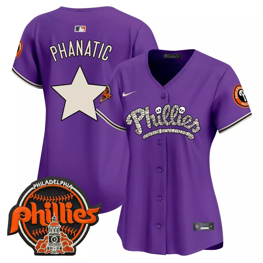 Womens Phanatic Purple Philadelphia Phillies Halloween Vapor Premier Limited Jersey | All Stitched | Fan Gear for Women & Youth