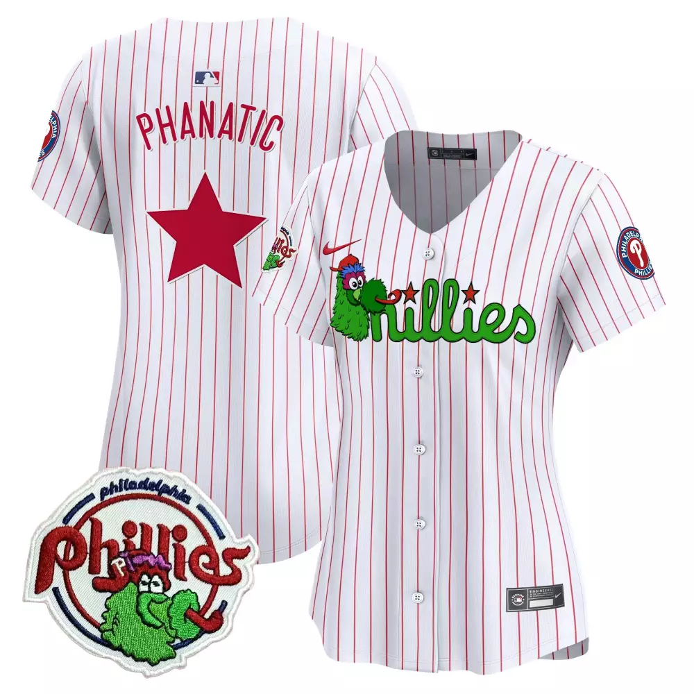 phanatic white pinstripe womens philadelphia phillies phanatic patch vapor premier limited jersey v2 all stitched