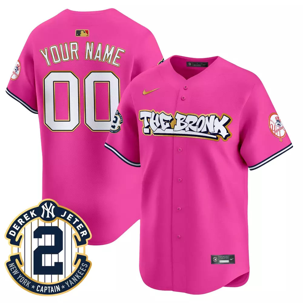 pink men new york yankees the bronx graffiti bubblegum pink vapor premier limited custom jersey v2 all stitched