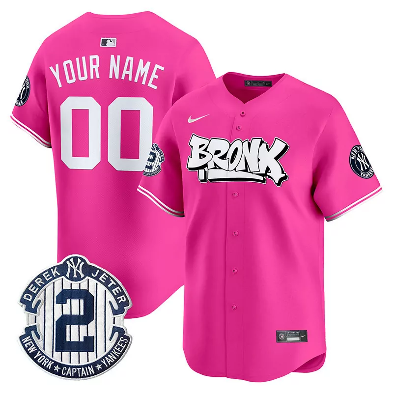 pink men new york yankees the bronx graffiti bubblegum pink vapor premier limited custom jersey v2 all stitched