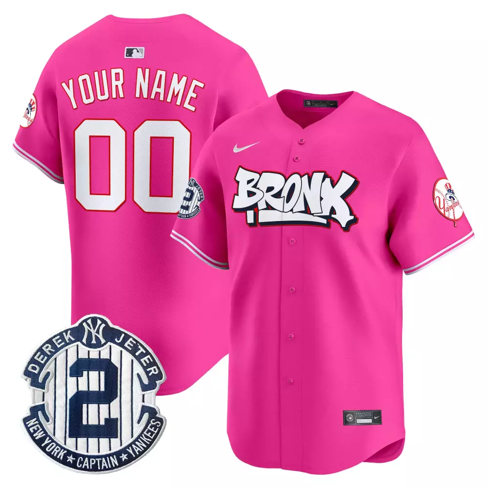 pink men new york yankees the bronx graffiti vapor premier limited custom jersey v4 all stitched