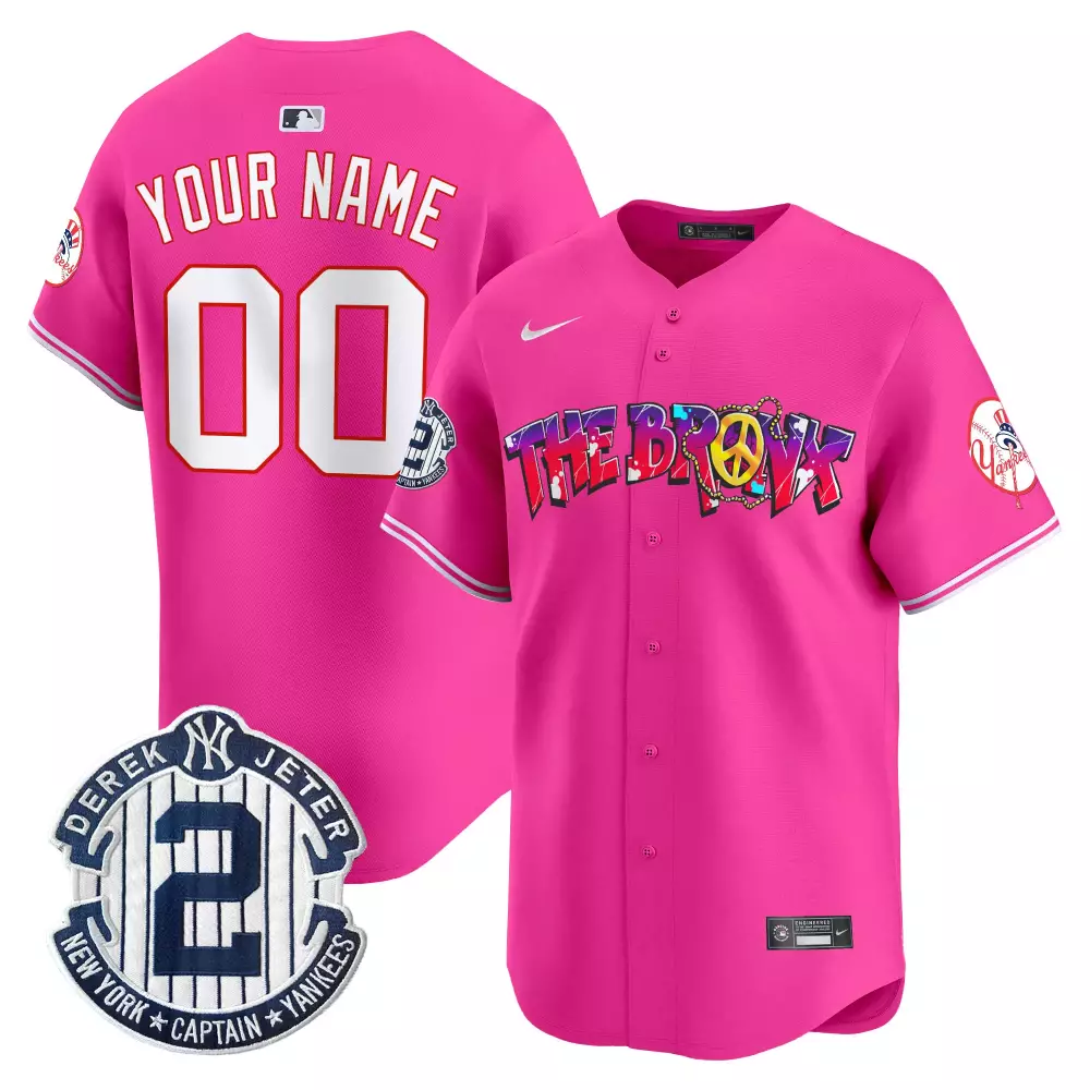 pink men new york yankees the bronx graffiti vapor premier limited custom jersey v4 all stitched