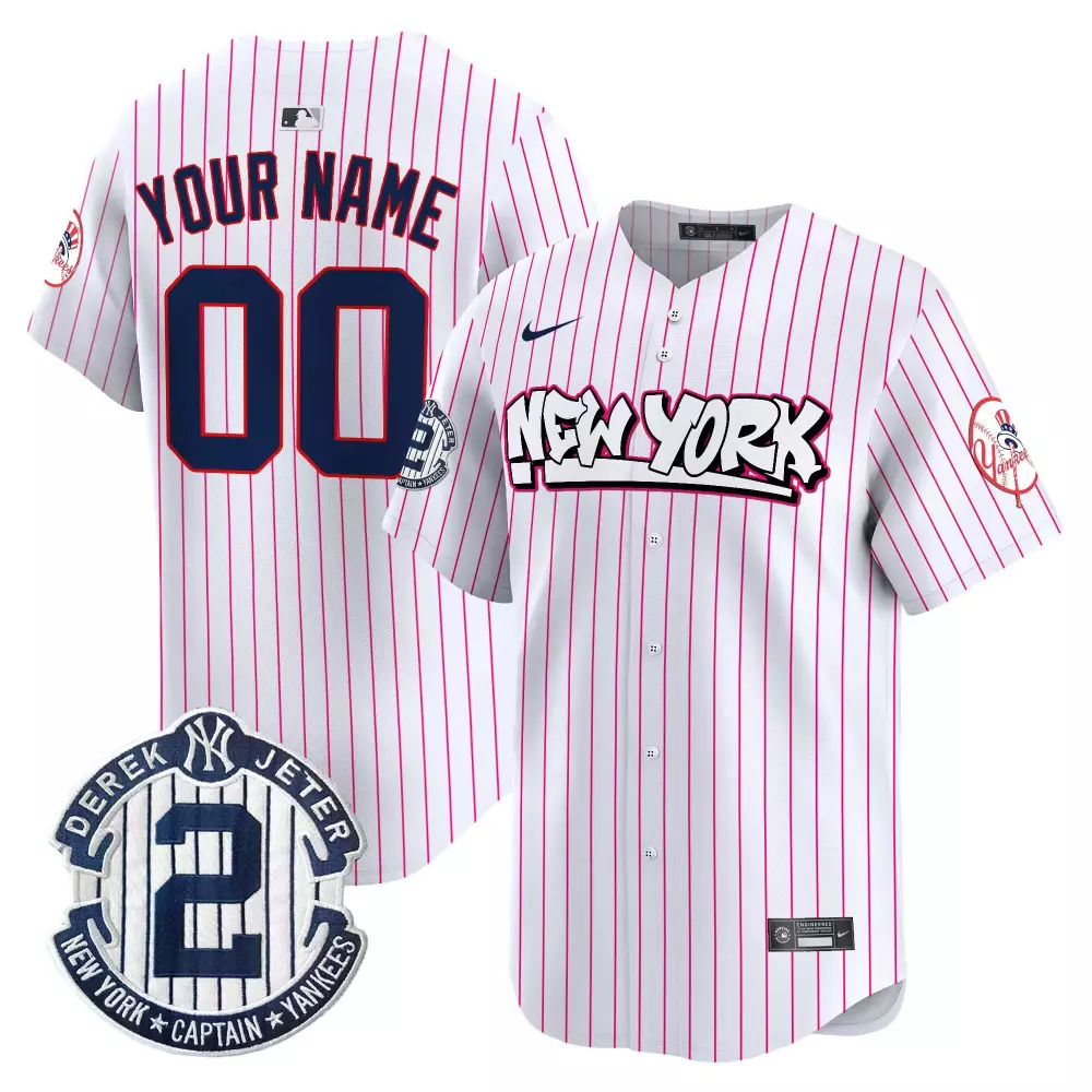 pink stripe youth new york yankees barbie patch vapor premier limited custom jersey all stitched