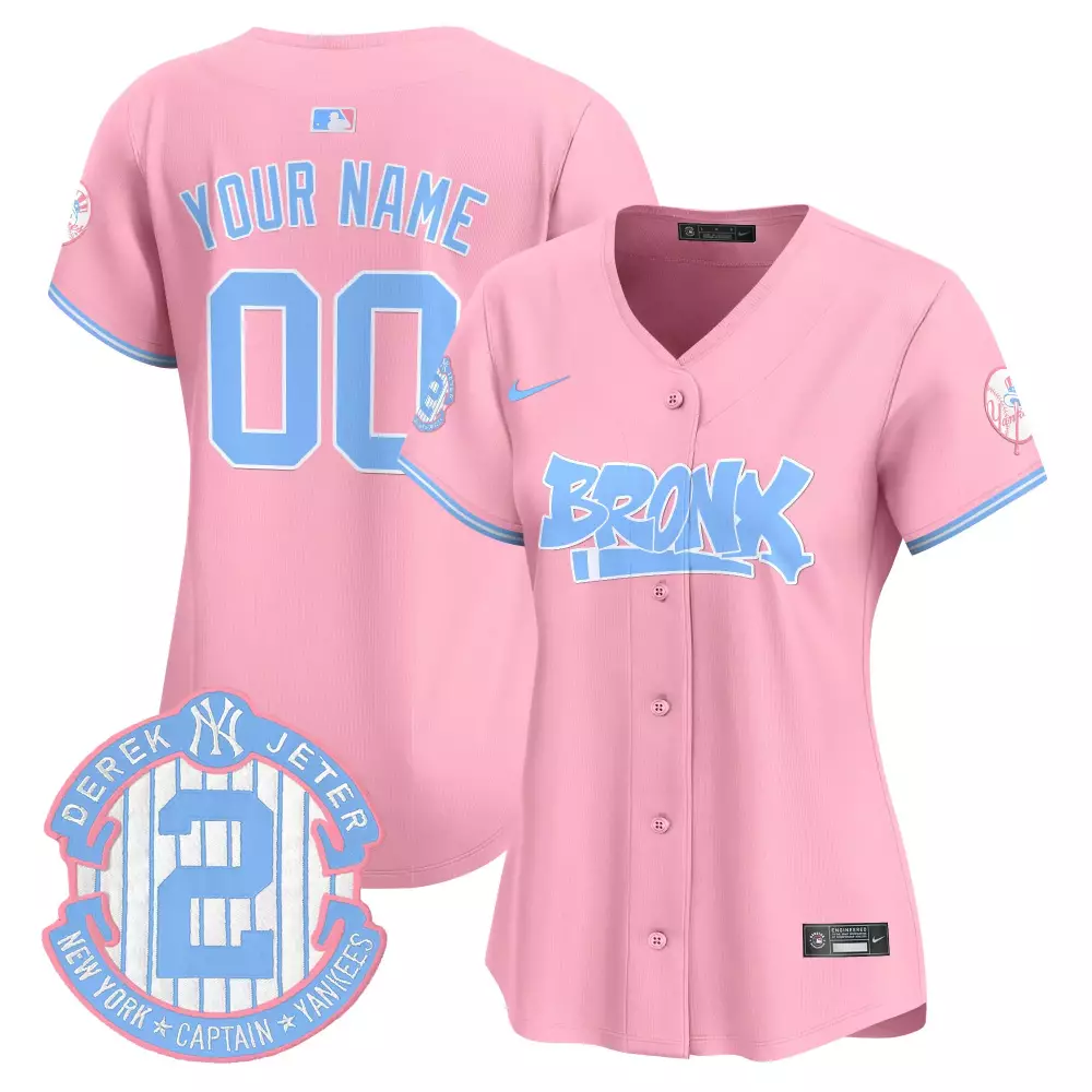 pink women new york yankees the bronx graffiti bubblegum pink vapor premier limited custom jersey all stitched