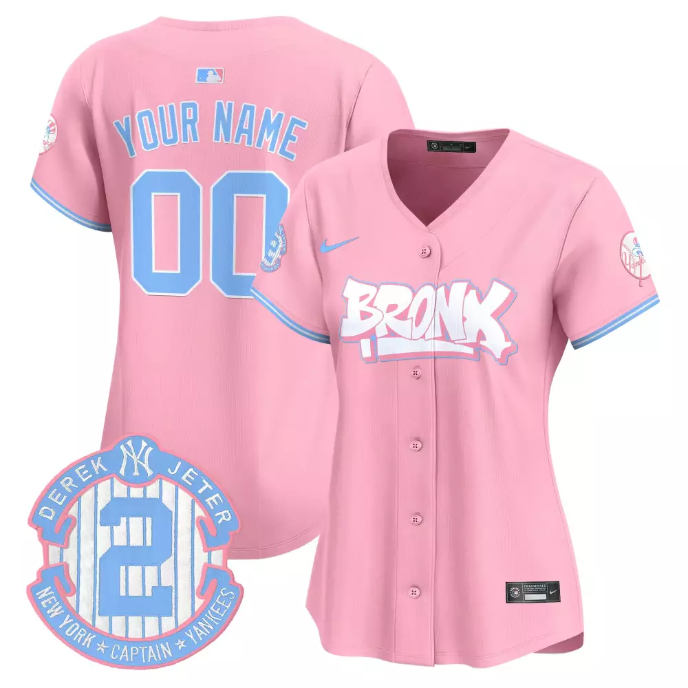 pink women new york yankees the bronx graffiti bubblegum pink vapor premier limited custom jersey all stitched