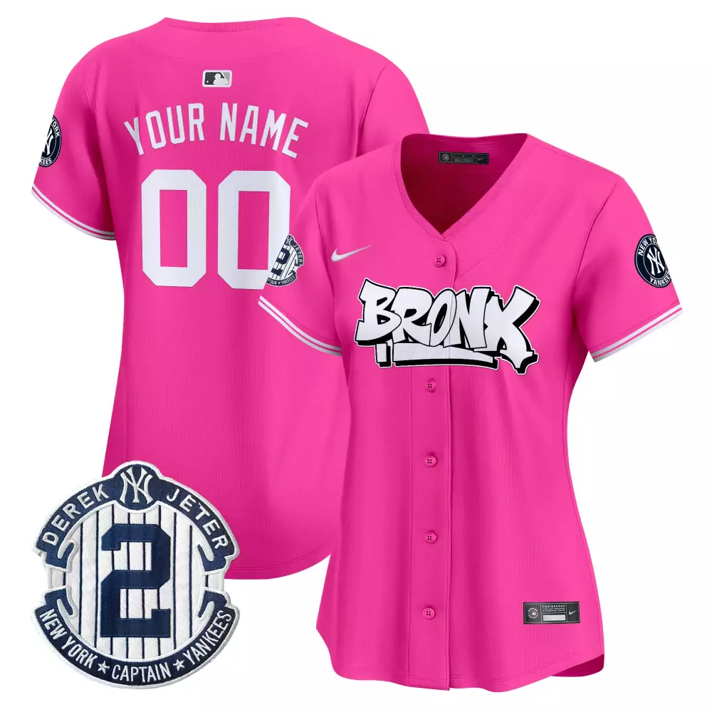 pink women new york yankees the bronx graffiti bubblegum pink vapor premier limited custom jersey all stitched