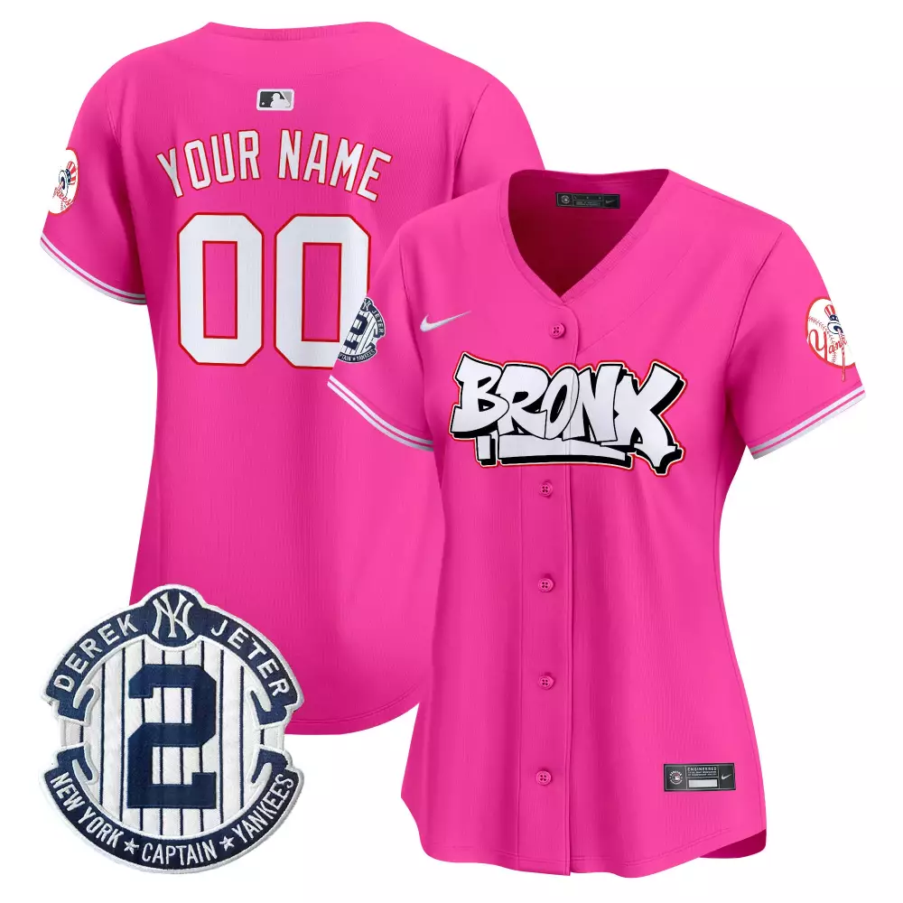 pink women new york yankees the bronx graffiti vapor premier limited custom jersey v4 all stitched