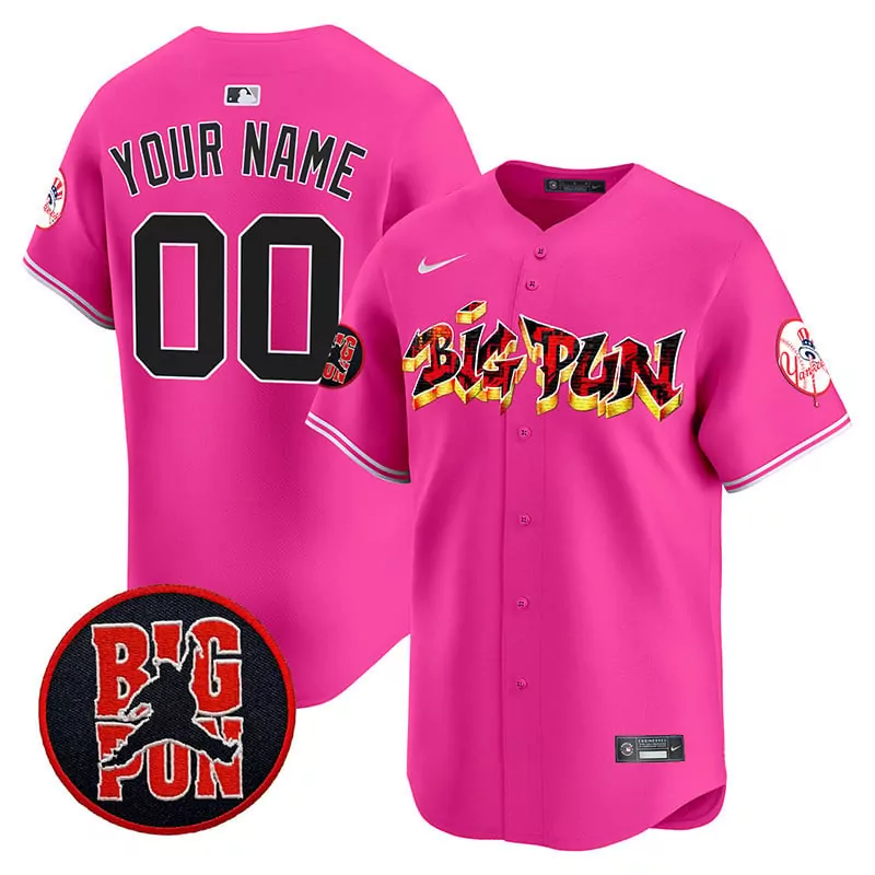 pink women new york yankees the bronx graffiti vapor premier limited custom jersey v4 all stitched