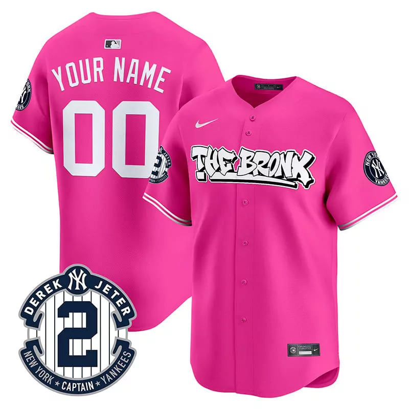 pink youth new york yankees the bronx graffiti gold trim vapor premier limited custom jersey all stitched