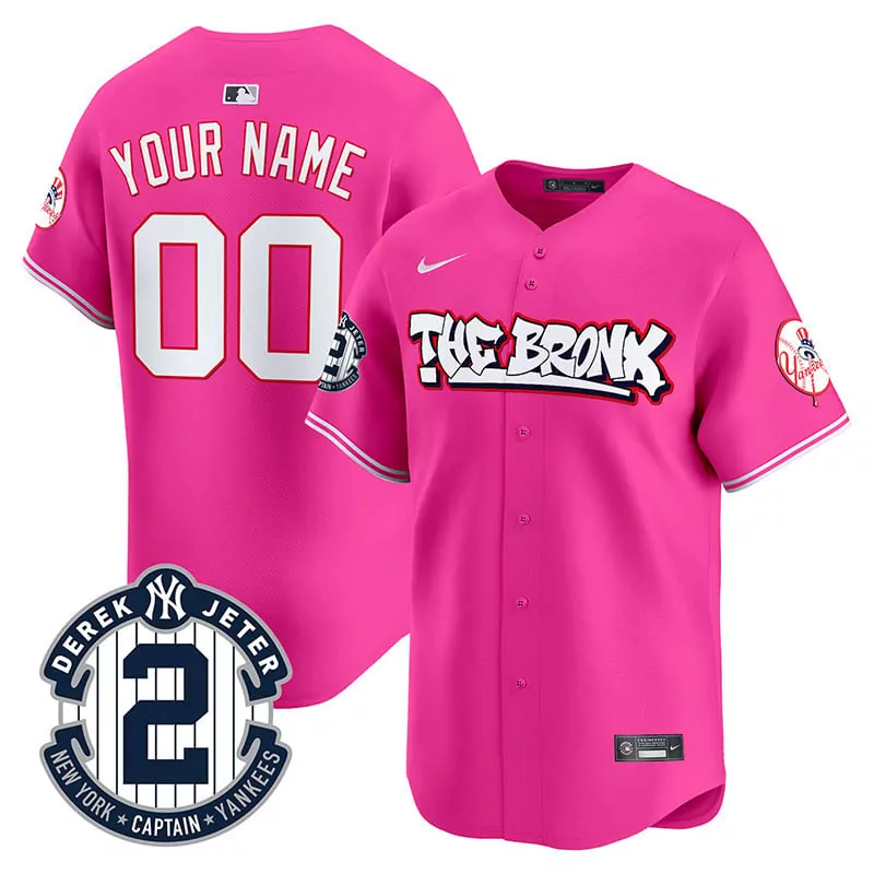 pink youth new york yankees the bronx graffiti gold trim vapor premier limited custom jersey all stitched