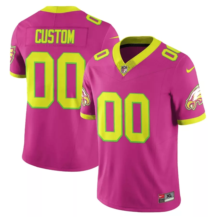 Youth Philadelphia Eagles Pink City Edition Vapor Limited Custom Jersey V2 | All Stitched Fan Gear | For Kids