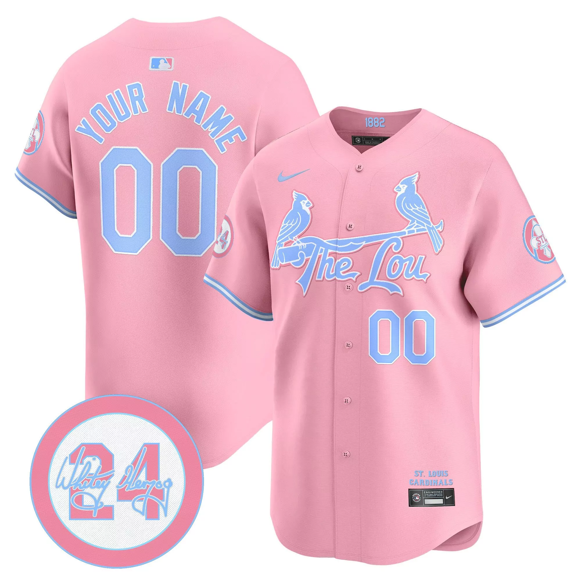 pink youth st louis cardinals bubblegum pink vapor premier limited custom jersey all stitched