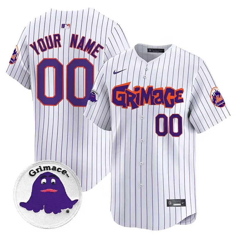 pinstripe men new york mets grimace vapor premier limited custom jersey v2 all stitched