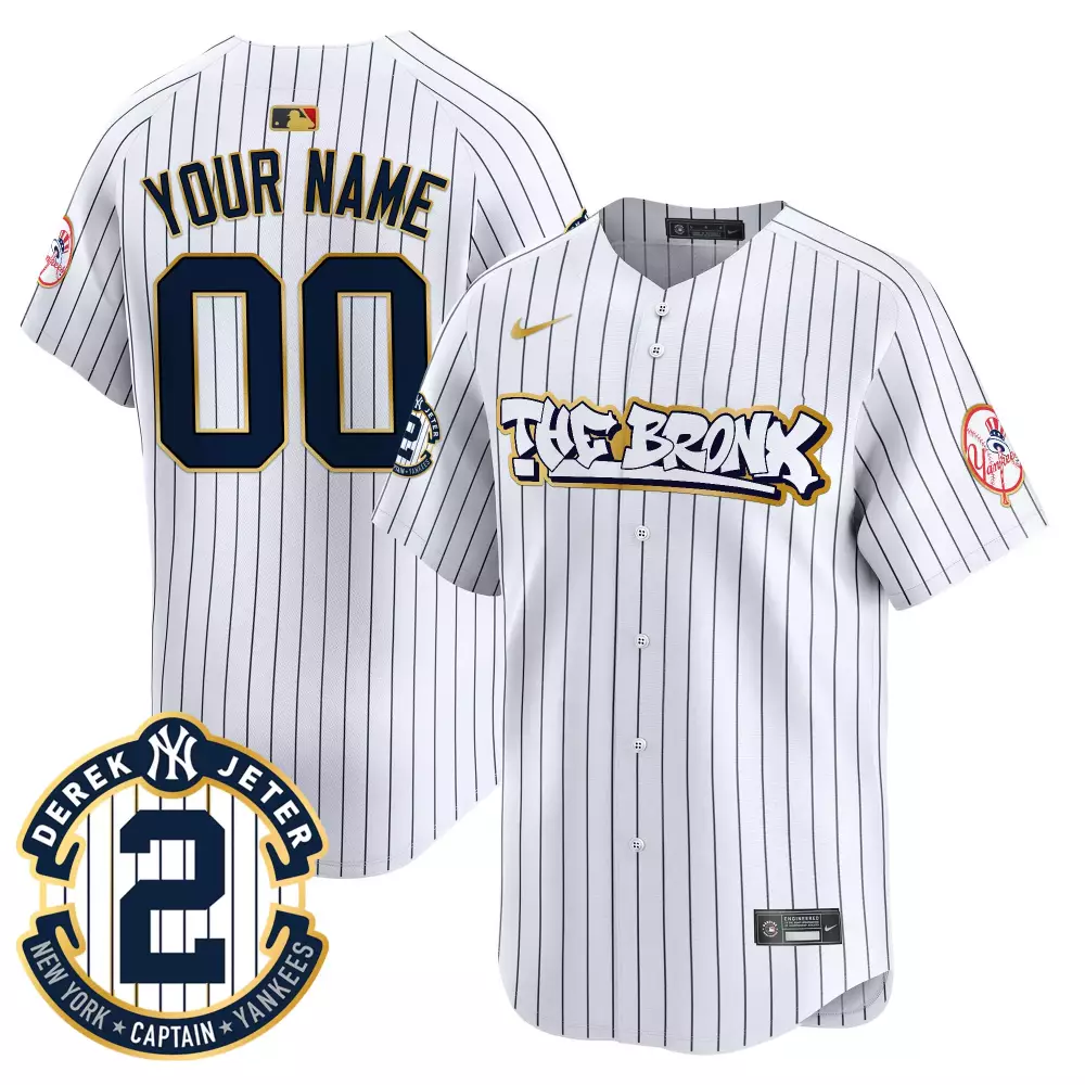 pinstripe men new york yankees the bronx graffiti gold trim vapor premier limited custom jersey all stitched