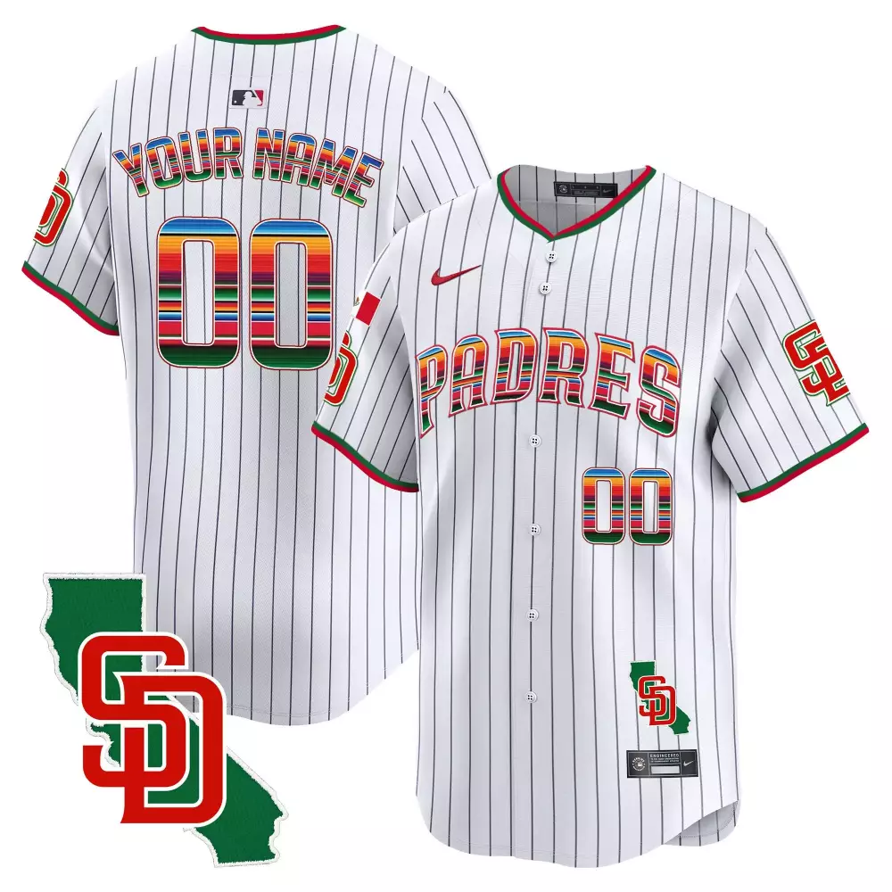 Pinstripe Men's Padres Mexico Jersey | California Patch Vapor Premier Limited Edition V3 | Fan Gear for Men, Women & Youth