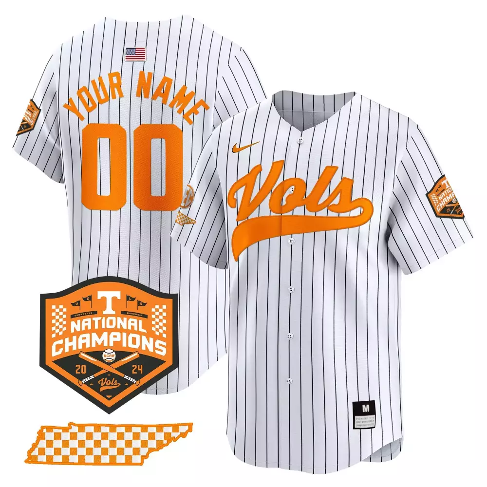 orange youth tennessee volunteers checkerboard 2024 champions vapor premier limited custom jersey all stitched