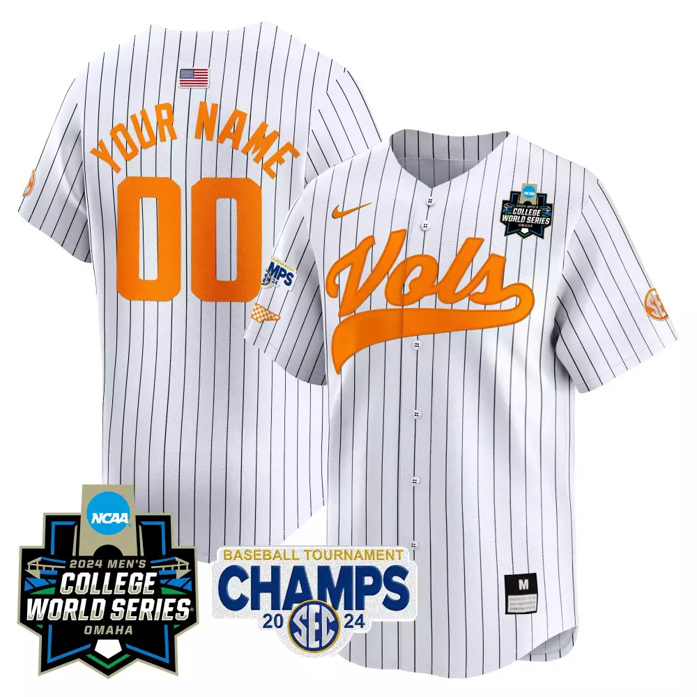 pinstripe men tennessee volunteers 2024 college world series vapor premier limited custom jersey v2 all stitched