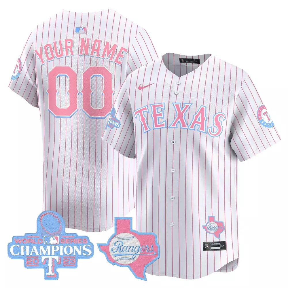 pinstripe men texas rangers bubblegum pink vapor premier limited custom jersey all stitched