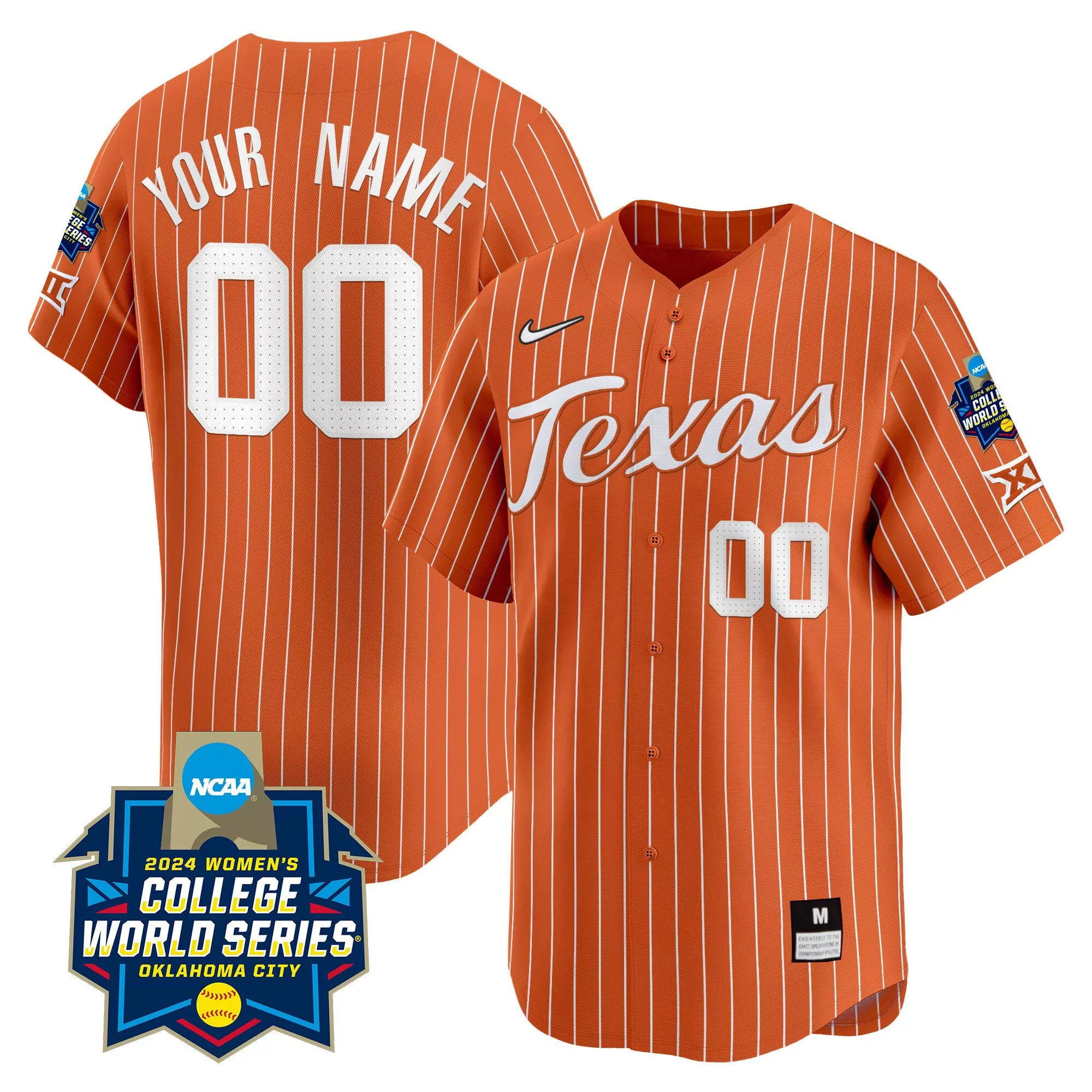 pinstripe orange men texas longhorns womens college world series champions vapor premier limited custom jersey all stitc