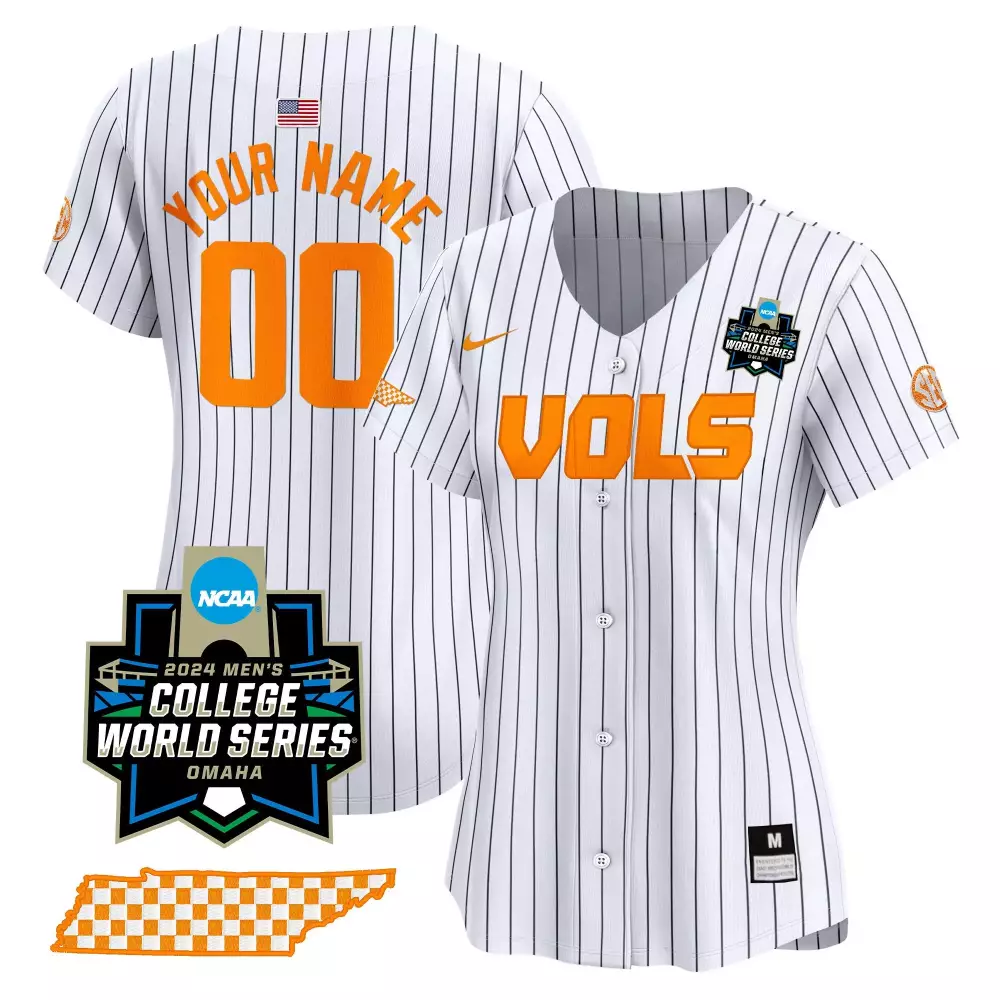 pinstripe women tennessee volunteers 2024 college world series vapor premier limited custom jersey all stitched