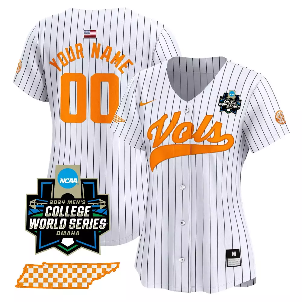 pinstripe women tennessee volunteers 2024 college world series vapor premier limited custom jersey all stitched