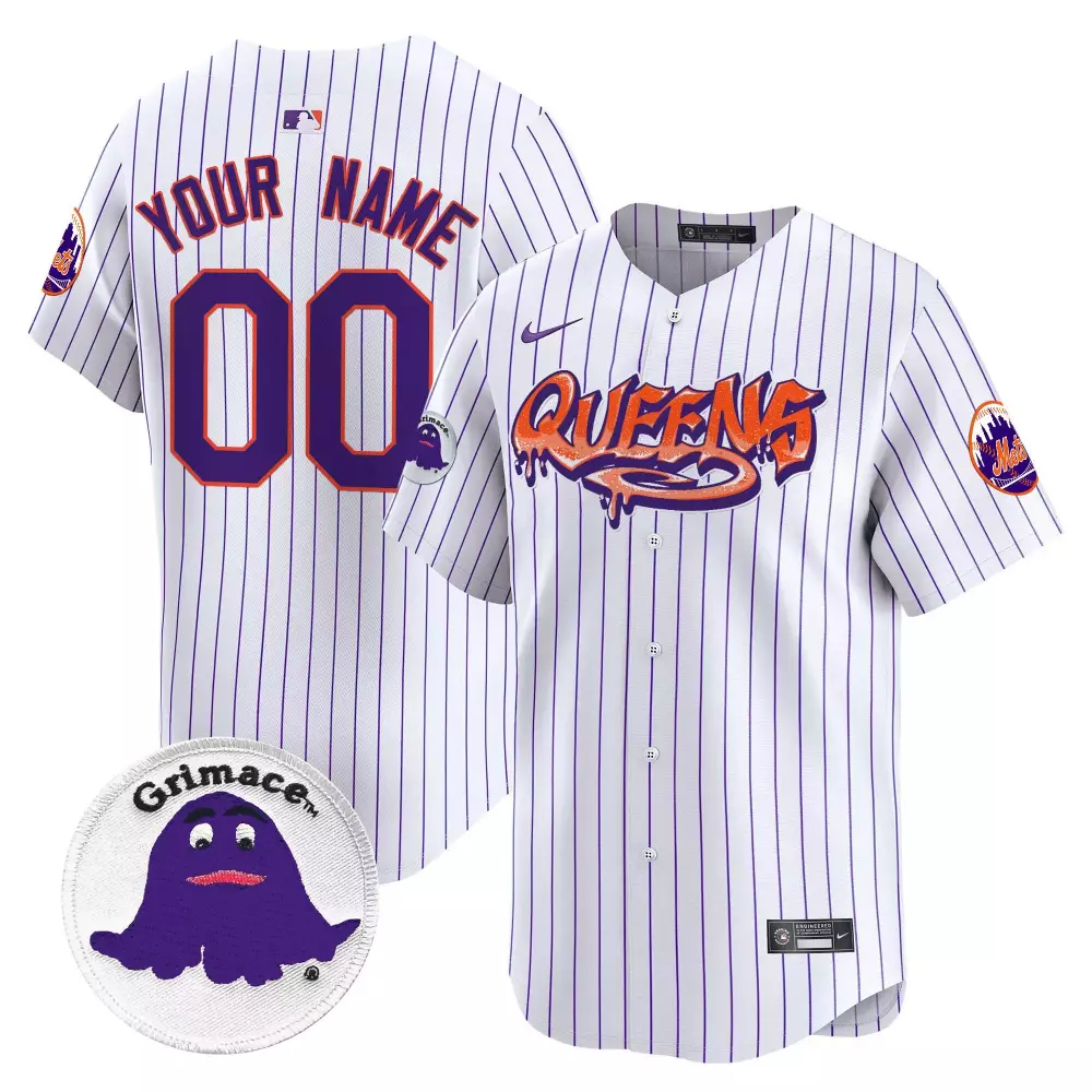 pinstripe youth new york mets queens graffiti vapor premier limited custom jersey all stitched
