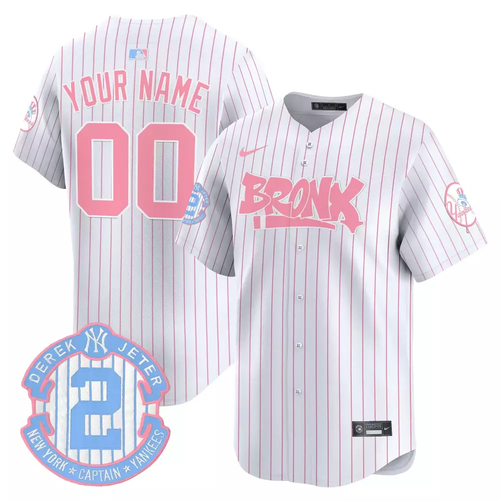 pinstripe youth new york yankees the bronx graffiti bubblegum pink vapor premier limited custom jersey all stitched