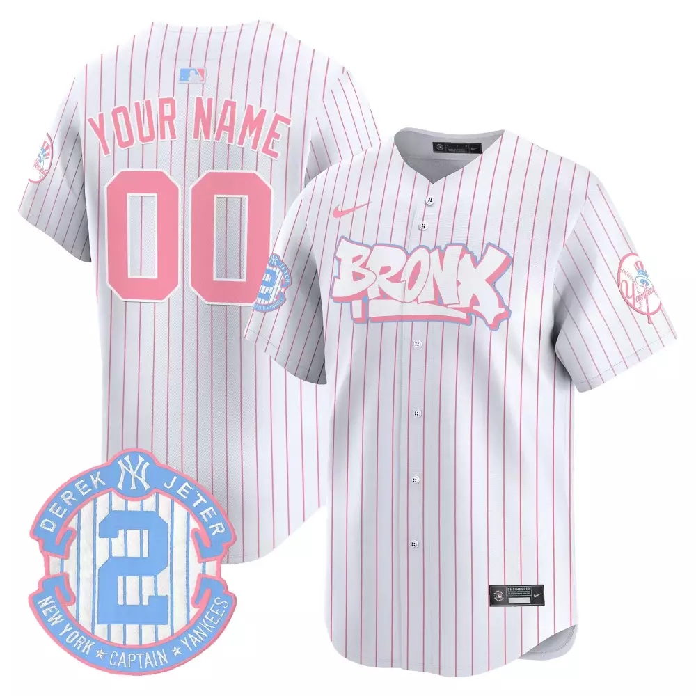 pinstripe youth new york yankees the bronx graffiti bubblegum pink vapor premier limited custom jersey all stitched